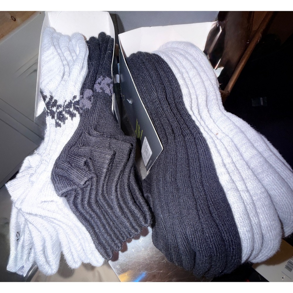 All in Motion Low-Cut Socks Mens 8-12 NEW 12 Pairs Grey Black White Athletic